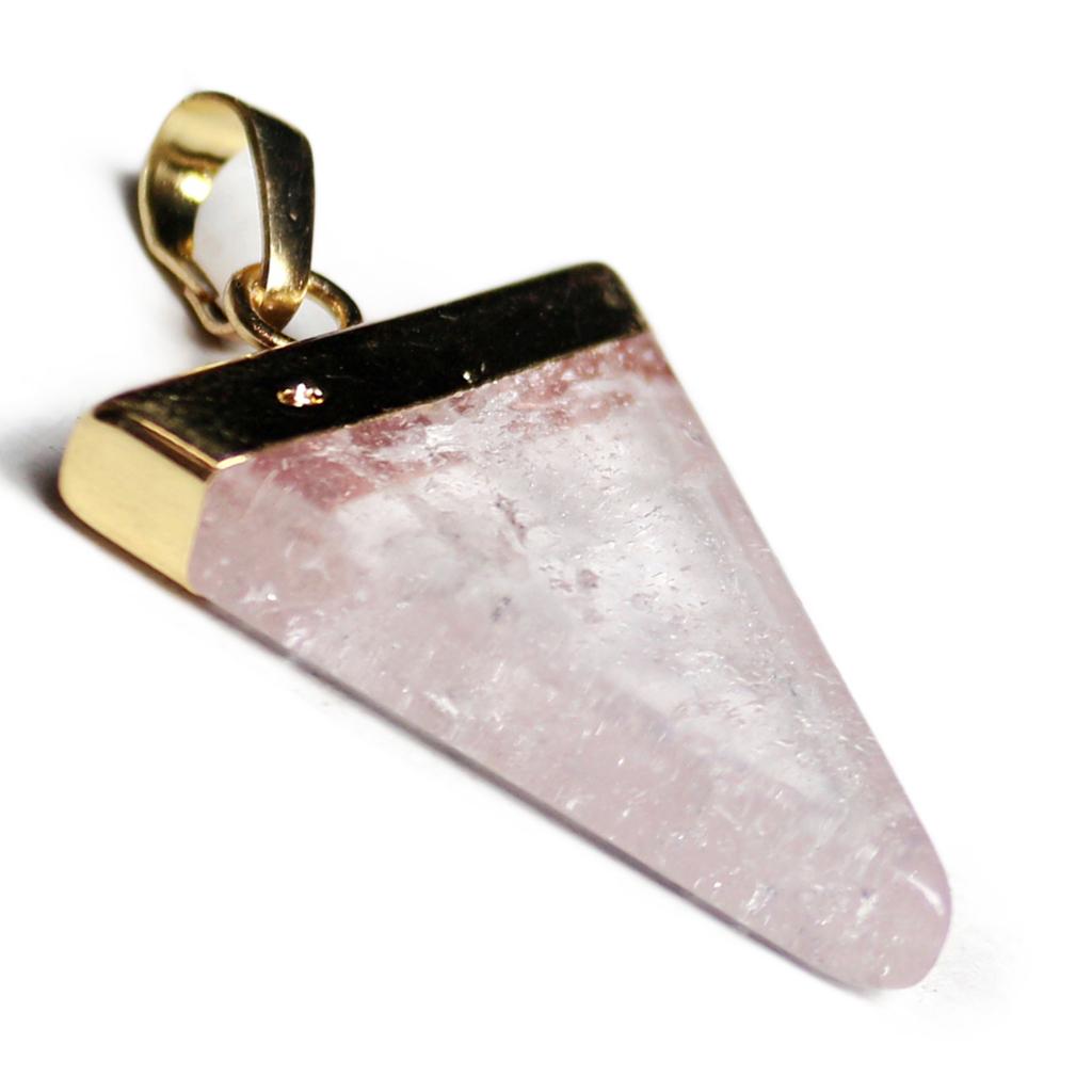 Rock Crystal Quartz Stone Triangle Pendant Charms Fit Necklace Gold Plated