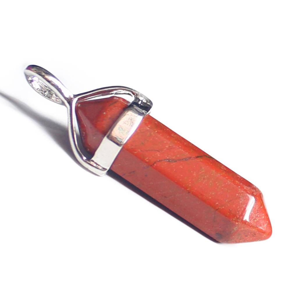 Red Jasper Hexagonal Pointed Reiki Healing Pendant Fit Chain Necklace