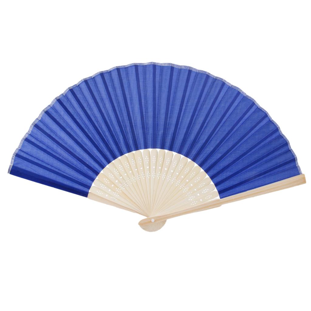 3xChinese Folding Bamboo Fan Retro Hand Fan Wedding Favors - Royalblue