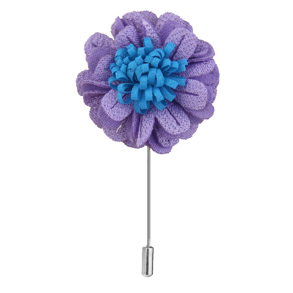 Handmade Boutonniere Stick Lapel Tie Pin Brooch Flower for Men -Purple