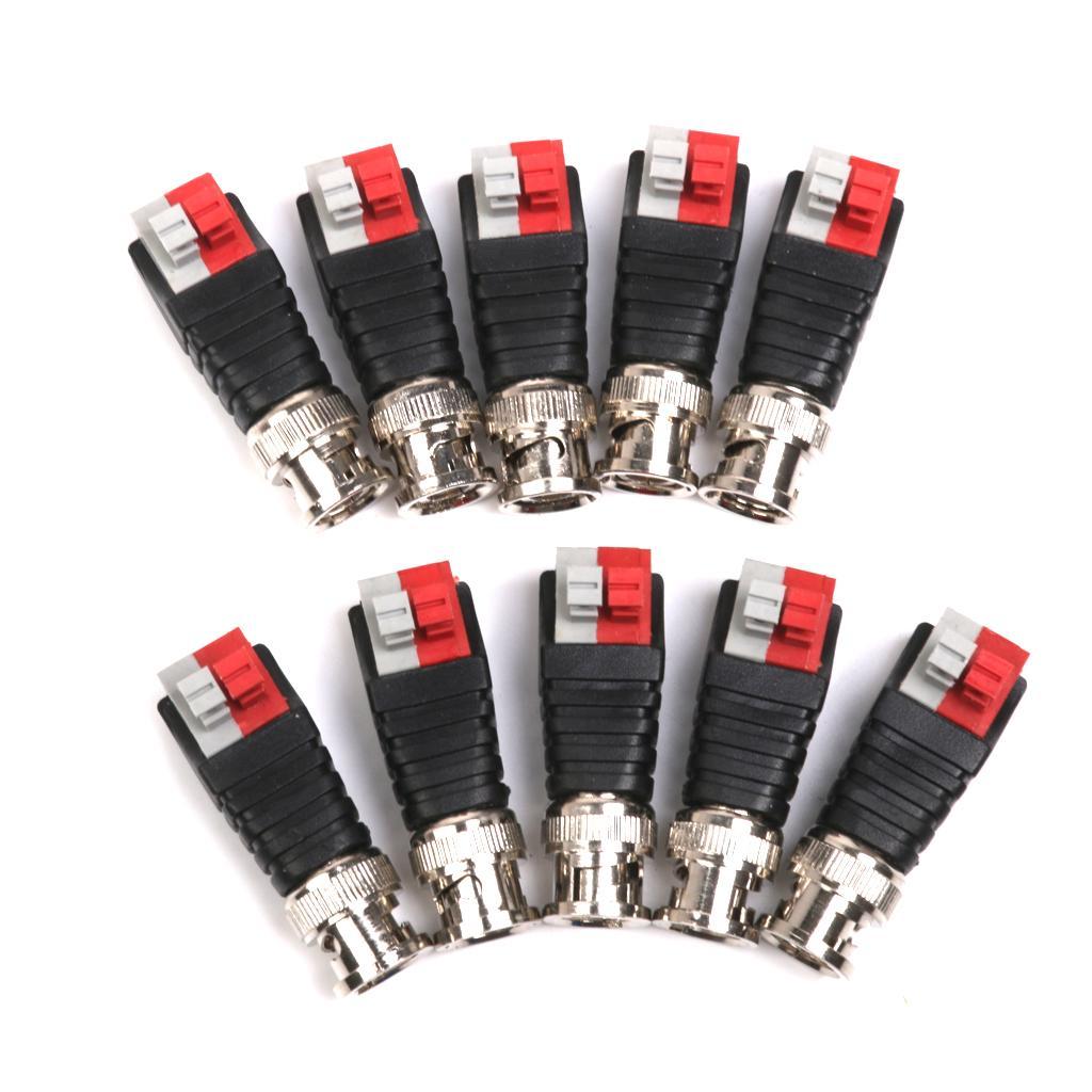 Coaxial Security Camera Male BNC Video Balun Adapter Connectors 10pcs 