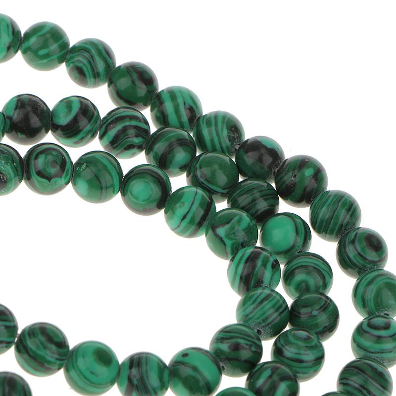 Green Malachite Round Gemstone Loose Beads Strand 6mm / 15.5 Inch