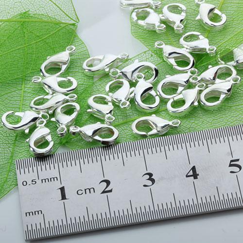 50pcs Silver Plated Lobster Clasps 12mm