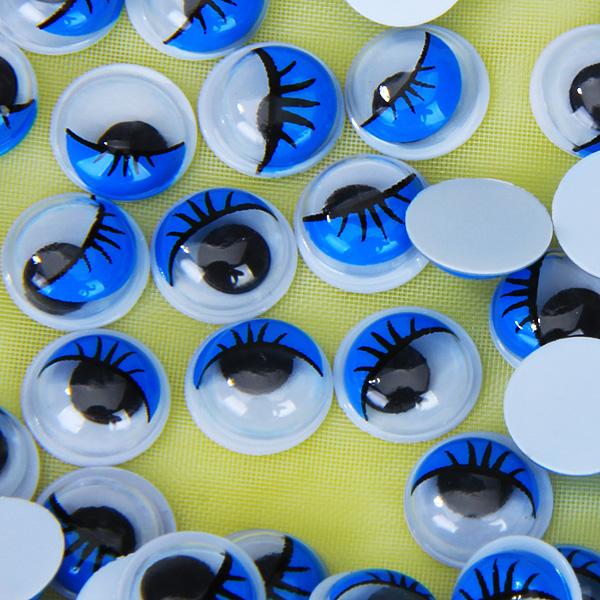 Plastic Movable Wiggly Eyes With Eyelash 8mm Blue