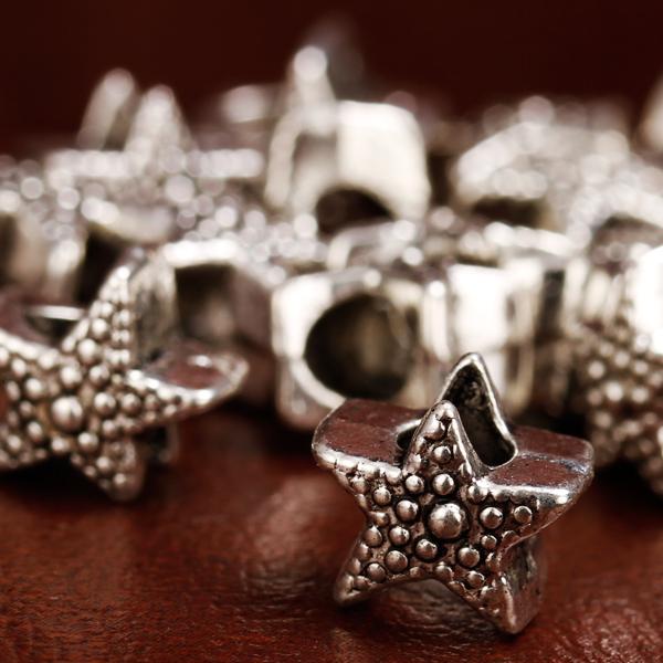 20pcs Antique Silver Star Beads 11 x 10mm