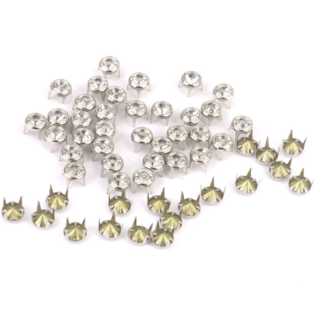 Round Rhinestone Studs Nailheads 8mm Clear