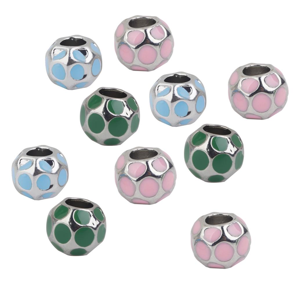 Alloy Round Spacer Beads Jewelry DIY Making Pendants Charms 10Pcs Mix Color