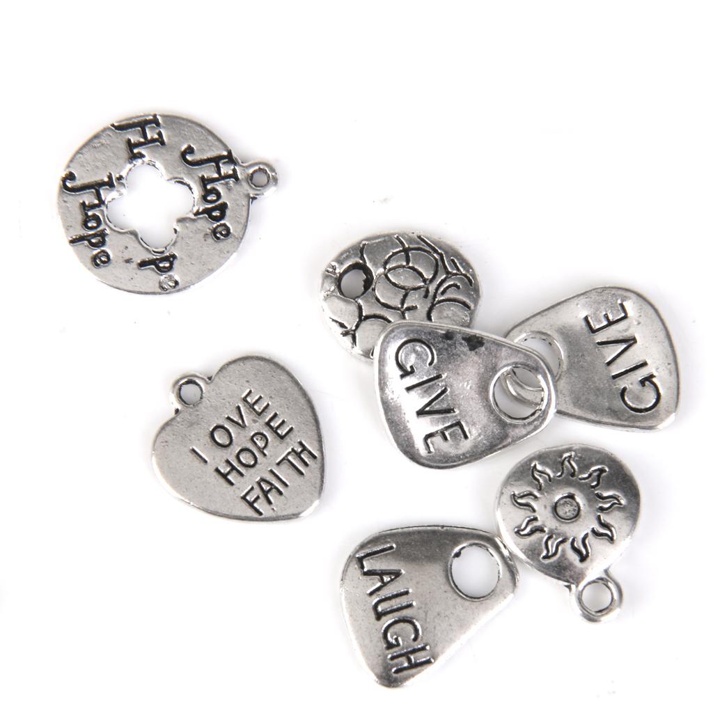 30pcs Mixed Letter Antique Silver Alloy Pendants Charms Jewelry Findings