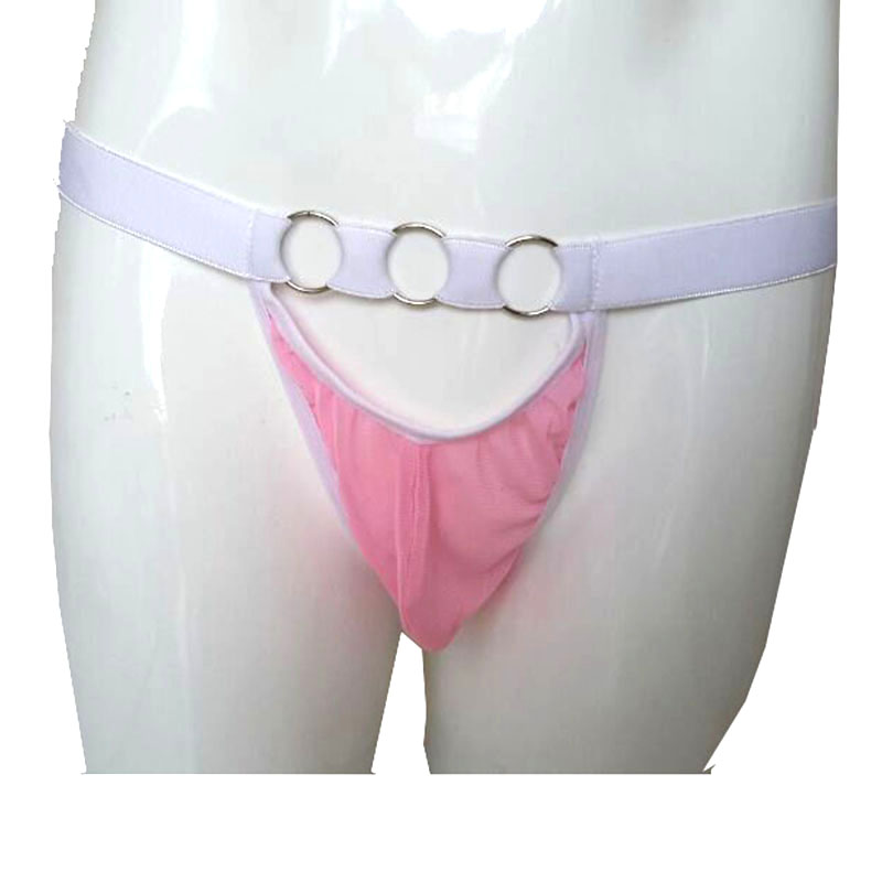 Mens Net Yarn Ring Underwear Brief Pink