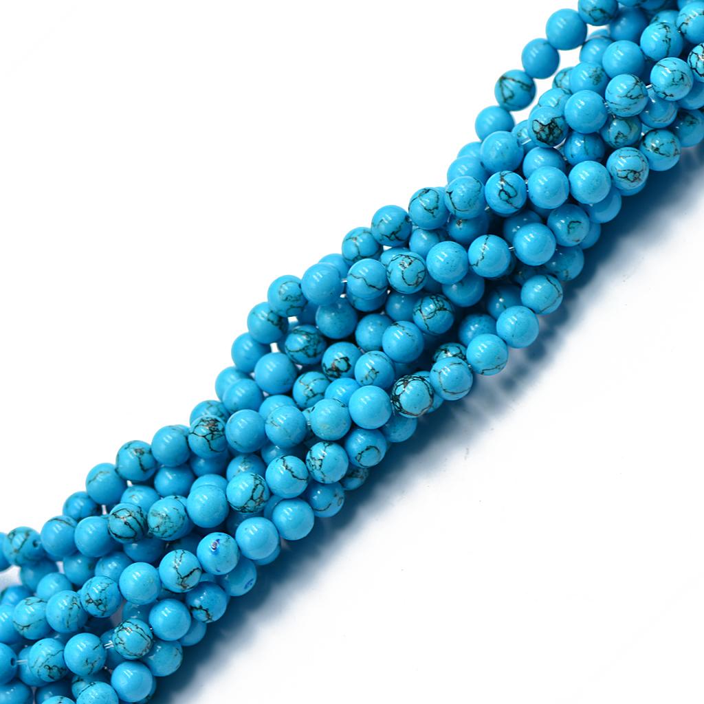 6mm Sky Blue Turquoise Howlite Round Gemstone Loose Beads Strand 15 Inch