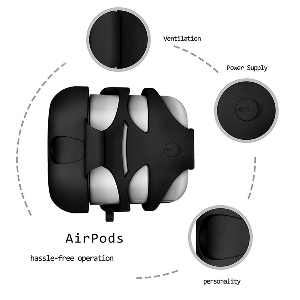 Bikini Shape Silicone Protective Case with Keychain for Apple AirPods Black