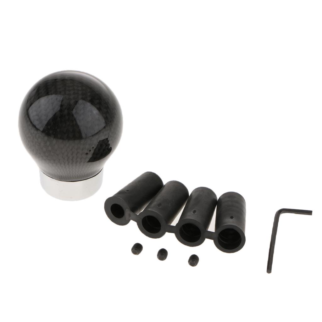 Universal Carbon Fiber Manual Car Gear Shift Stick Metal Knob Handle  Black