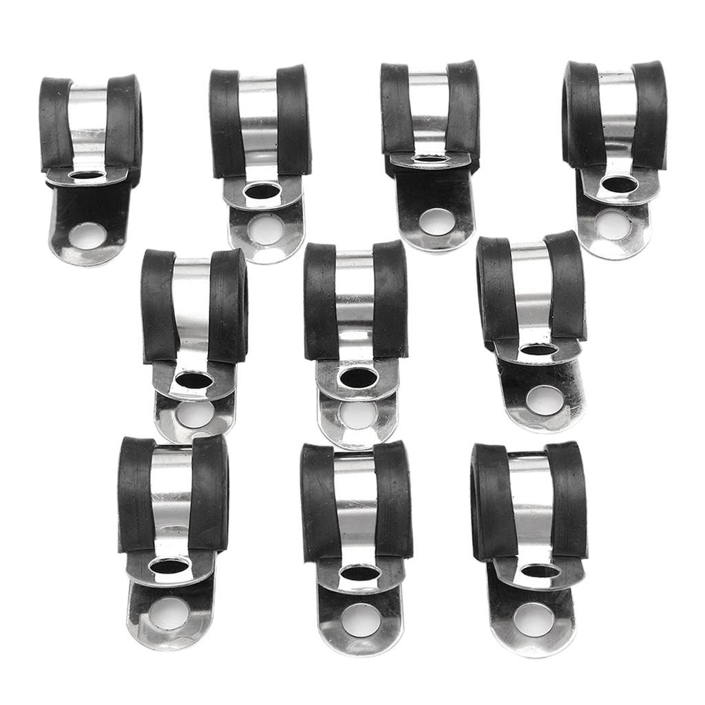 10Pcs Stainless Steel 1/2" Dia P Tube Clips Pipe Cable Clamp P Type 13x36mm
