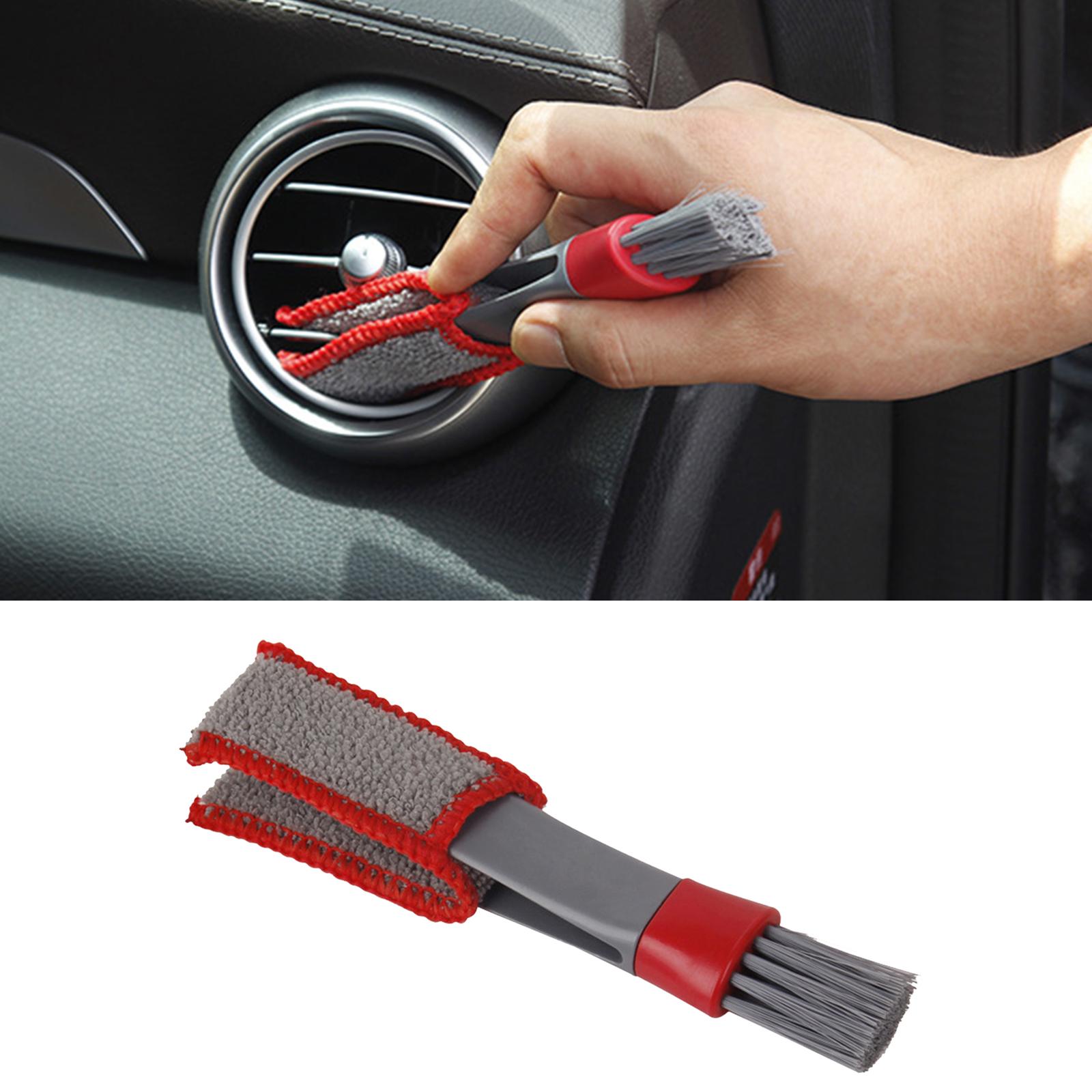 Car AC Vent Brush Window Blinds Dust Cleaner Duster Cleaning Brush Gray Red