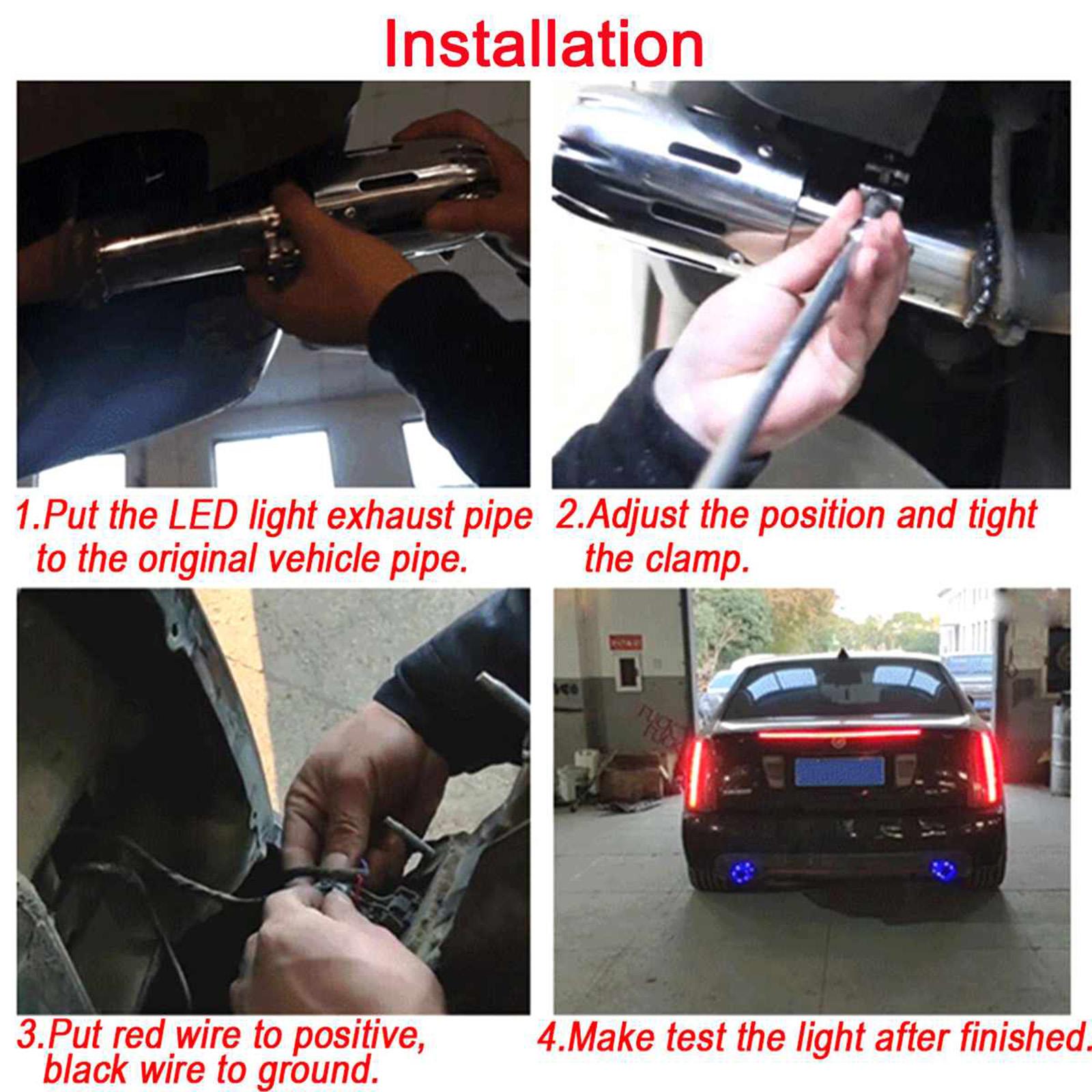 Car stainless steel exhaust pipe LED with light modified tail throat Blue