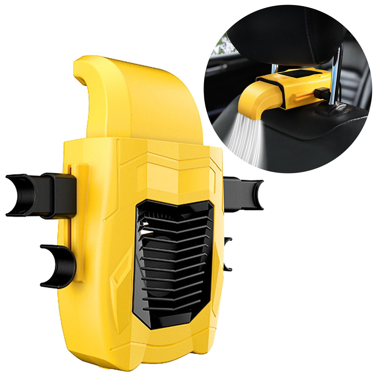 Car Seat Back Cooling Fan USB 12V 24V Adjustable Gear for Truck SUV Yellow