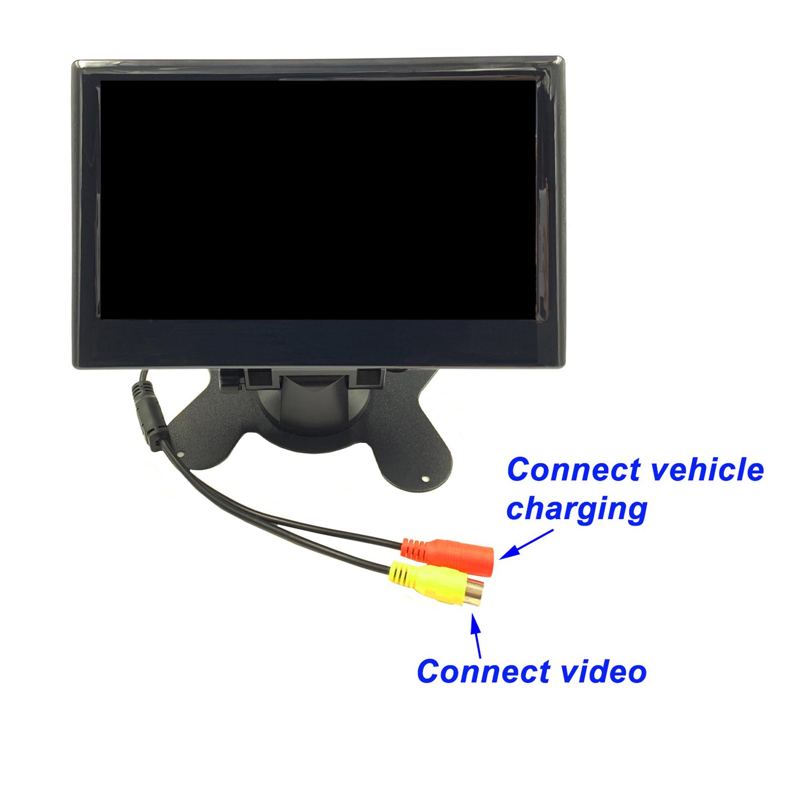 Portable 7" HD Car Display Monitor Set Reversing Monitor Short Plate Camera