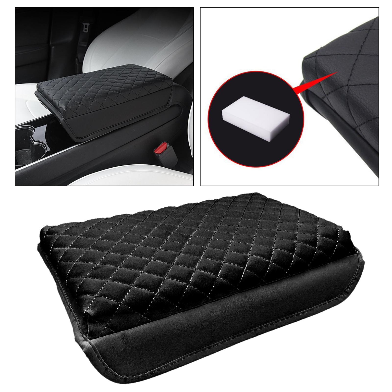 PVC Leather Car Armrest Cover Protector Interior for Tesla Model 3/Y Black