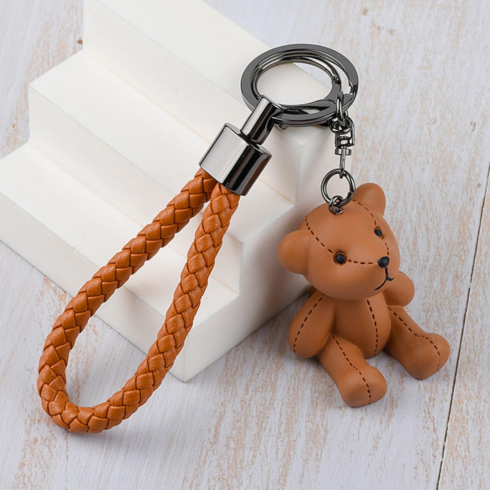 Bear Key Chain Pendant Resin Animal Pendant Creative Gift Car Bag Keychain Brown