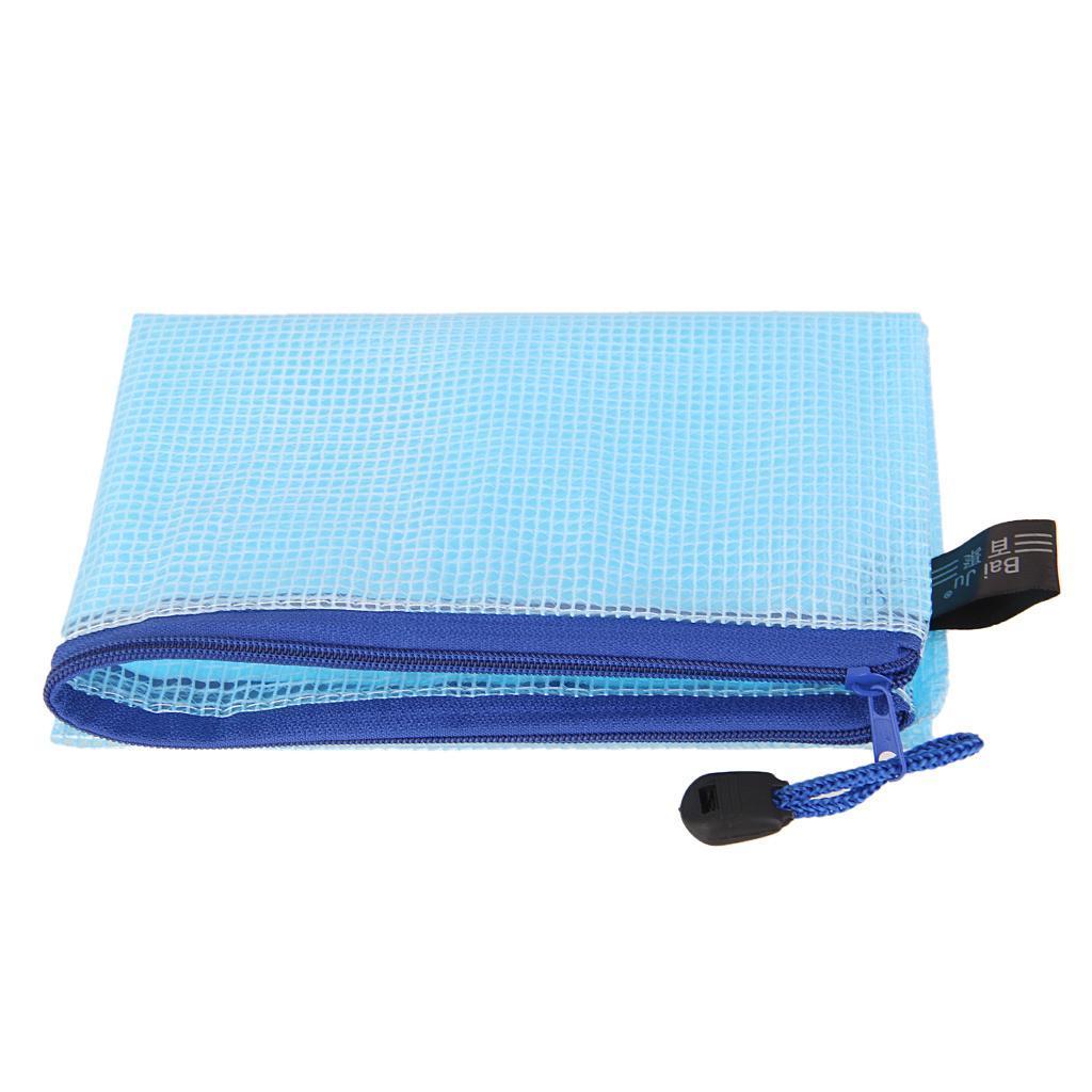 12Pcs A4 Zipper Bags Zip File Storage Document Folder Protective Sleeve Blue
