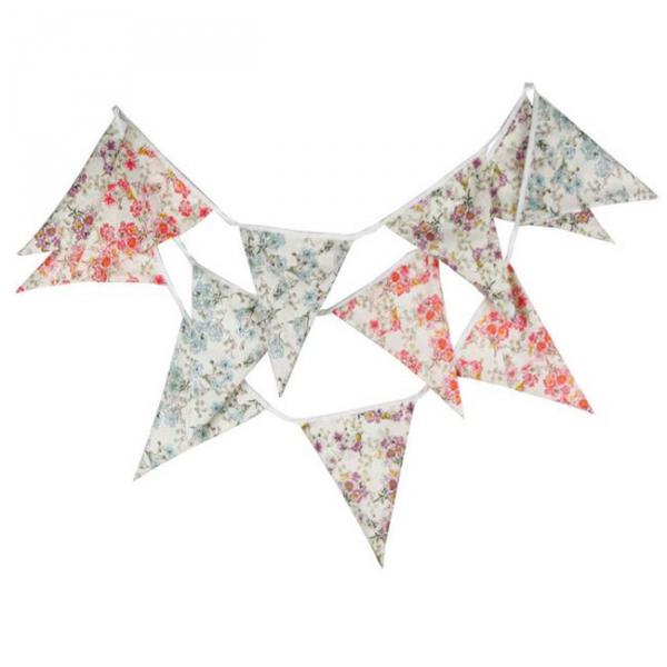 Cotton Fabric Bunting Banner Flowers Floral Flag Wedding Party Festive Decor