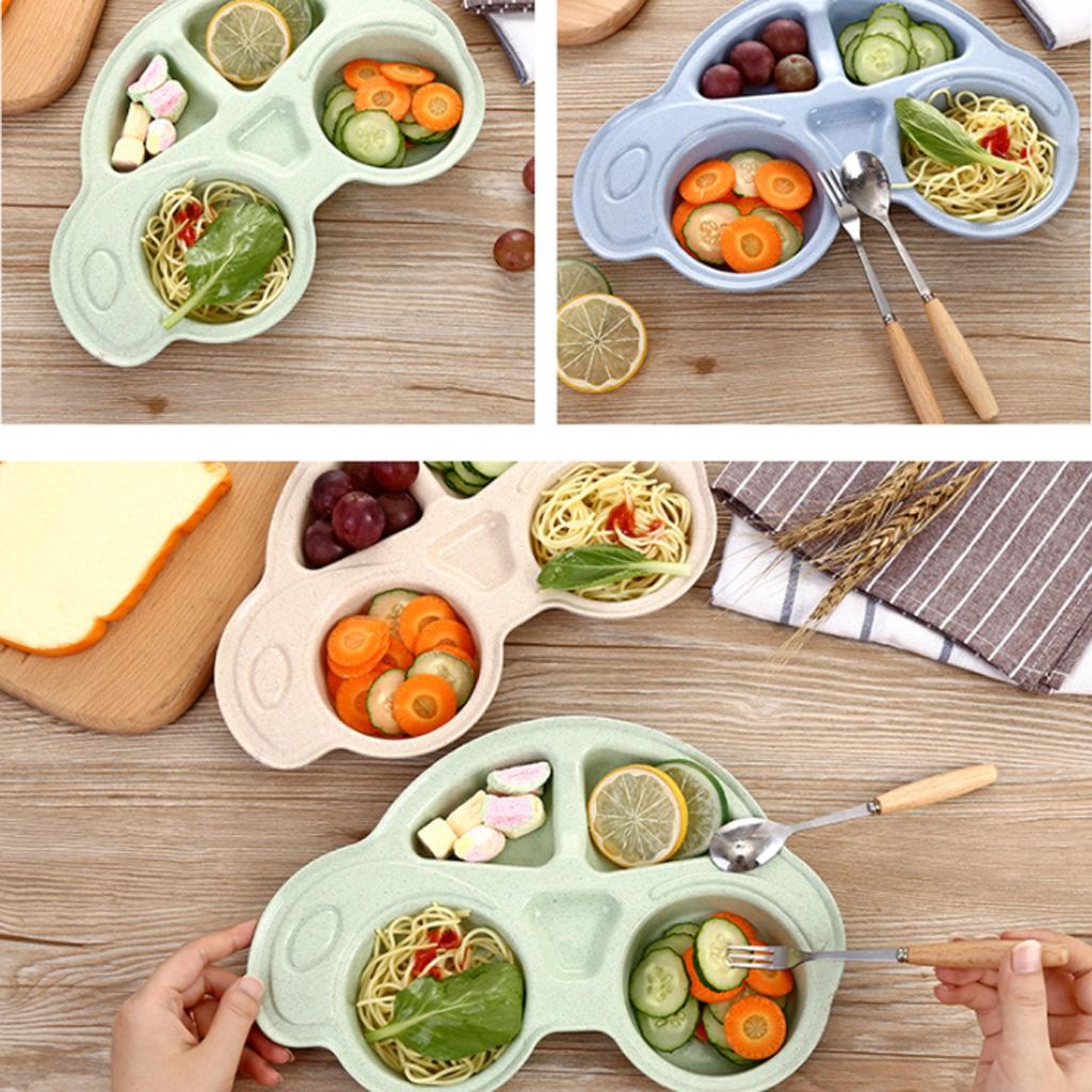 Divided Kids Children Snack Tray Food Diet Portion Lunch Plate Dishes