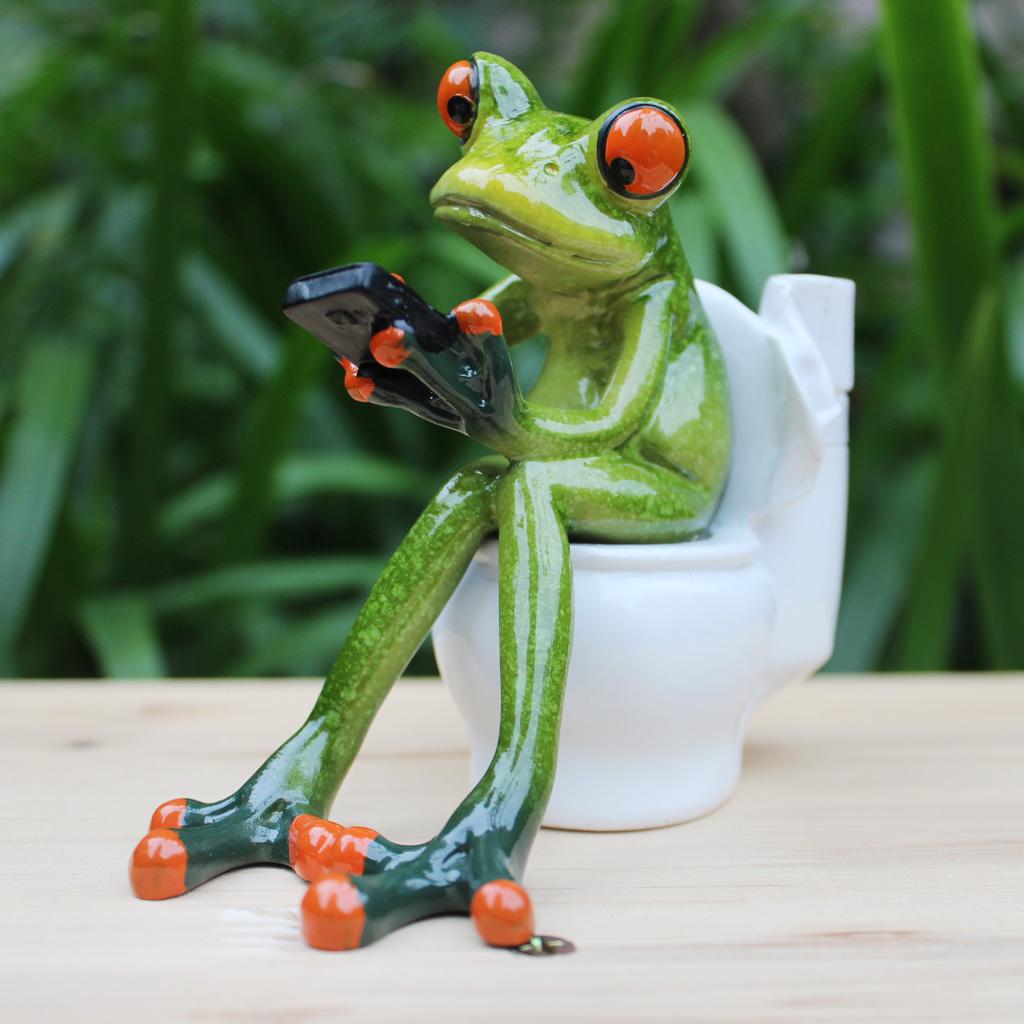 Resin 3D Craft Frog Figurine Office Desktop Decoration Collectible Gift A