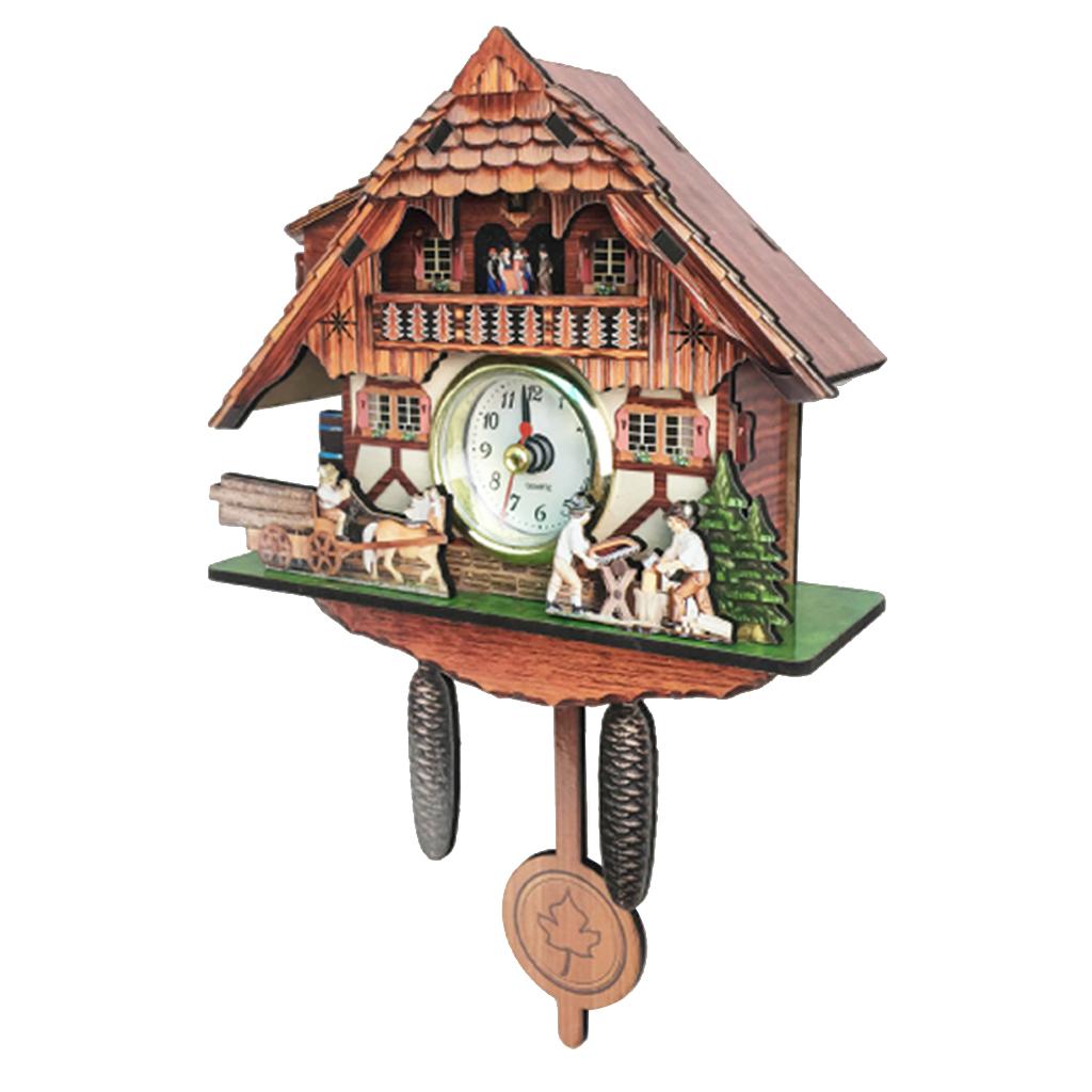 Wooden Cuckoo Clock Decorative Wall Clock with Quartz Movement Novelty Gift 