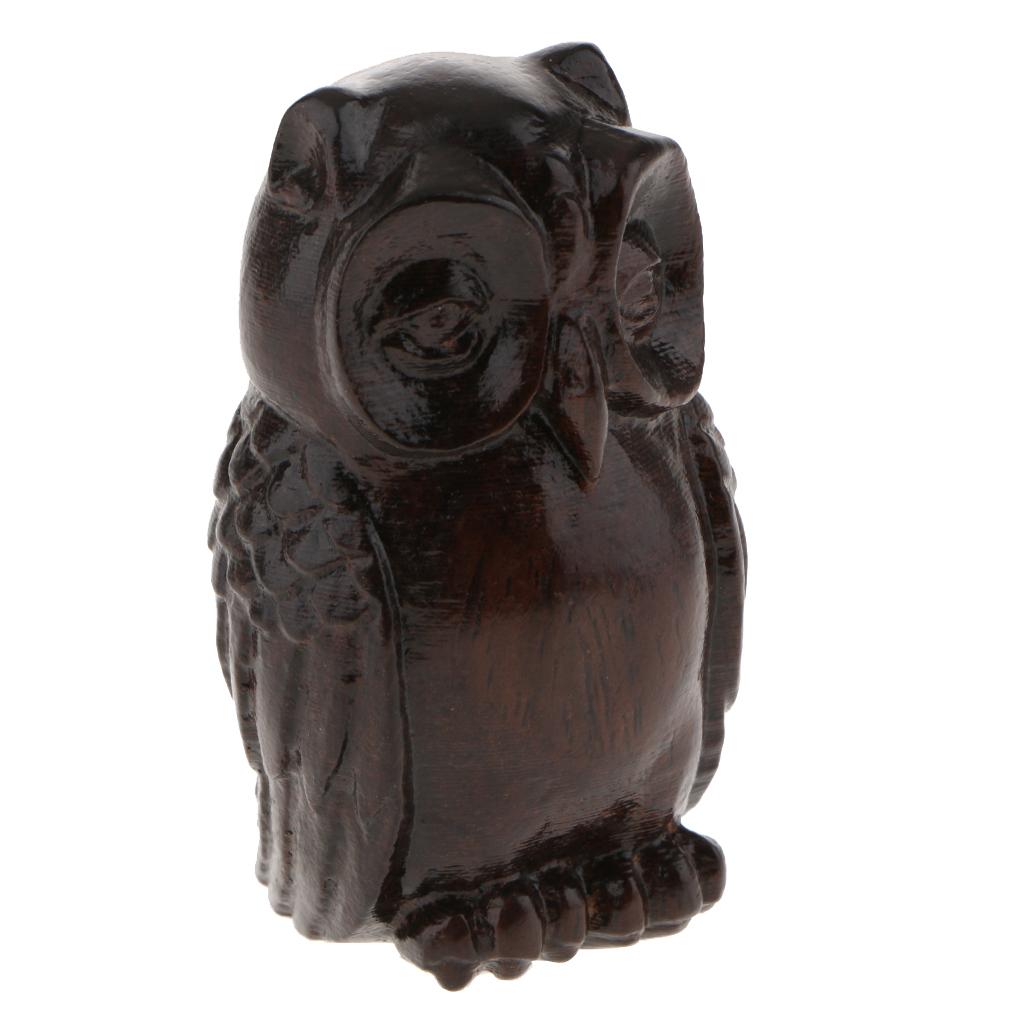 Wood Buddha Statue Figurine India Buddist Statue Craft Ornament Owl