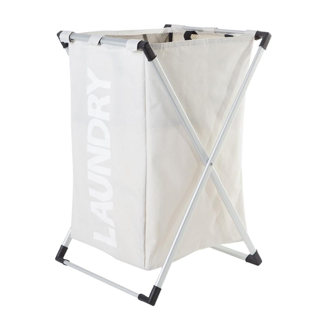 Aluminum Alloy Frame Foldable Waterproof Laundry Hamper with Handles White