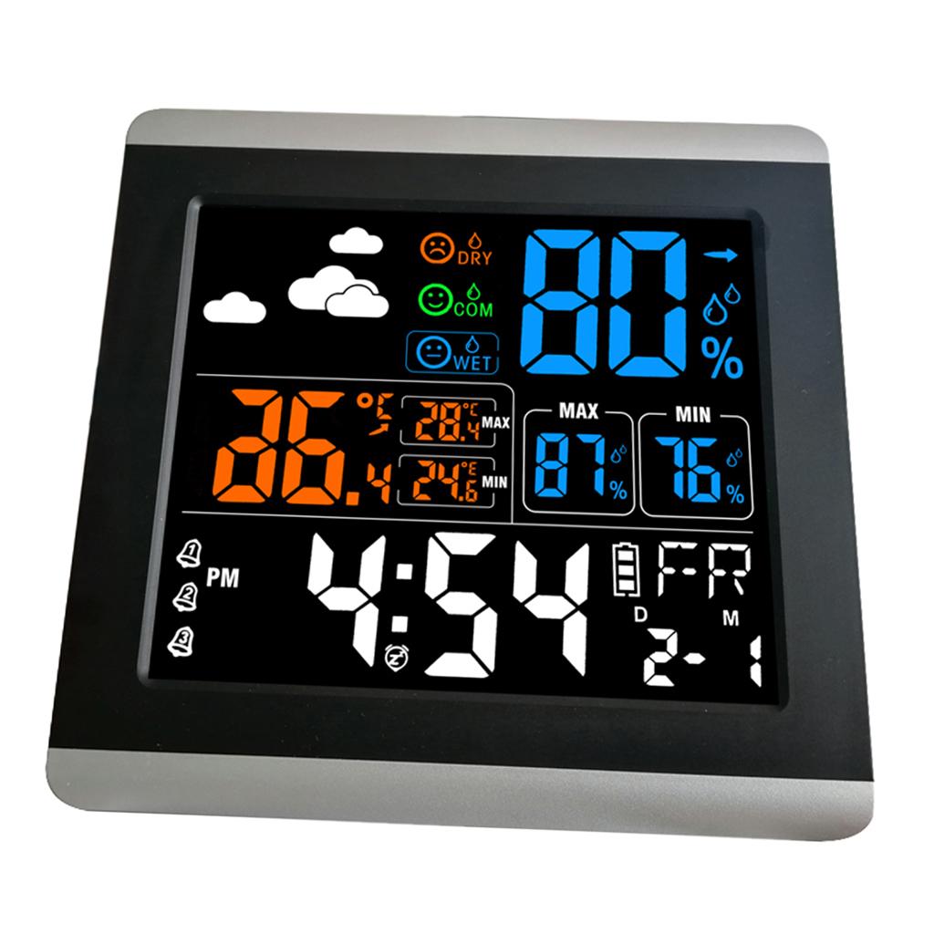 Digital Weather Station Sound Controlled Time Alarm Clock with Temperature Thermometer Humidity Hygrometer