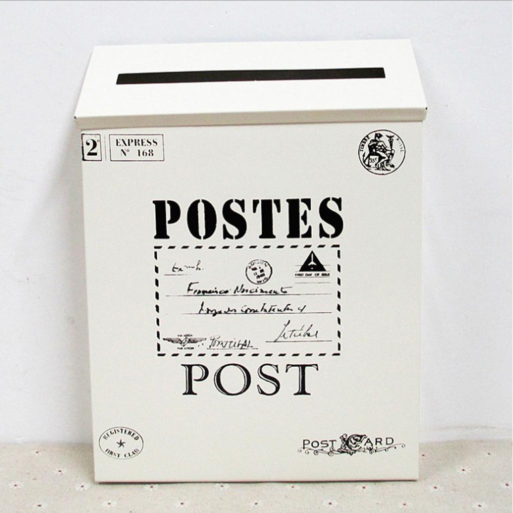Vintage Galvanized Mailbox Letterbox Postbox Newspaper Holder Box White