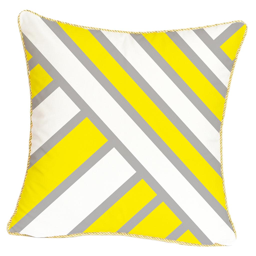 Gold Trimmed Square Falnnel Pillowcase 18"x18" +Zipper Diagonal Strips