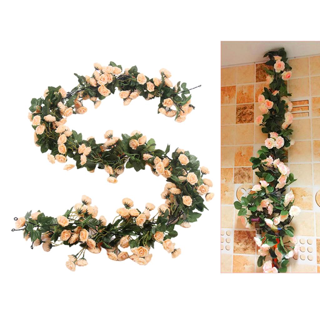 5.9ft 69 Heads Artificial Rose Flower Floral Vine Home Outdoor  Champagne