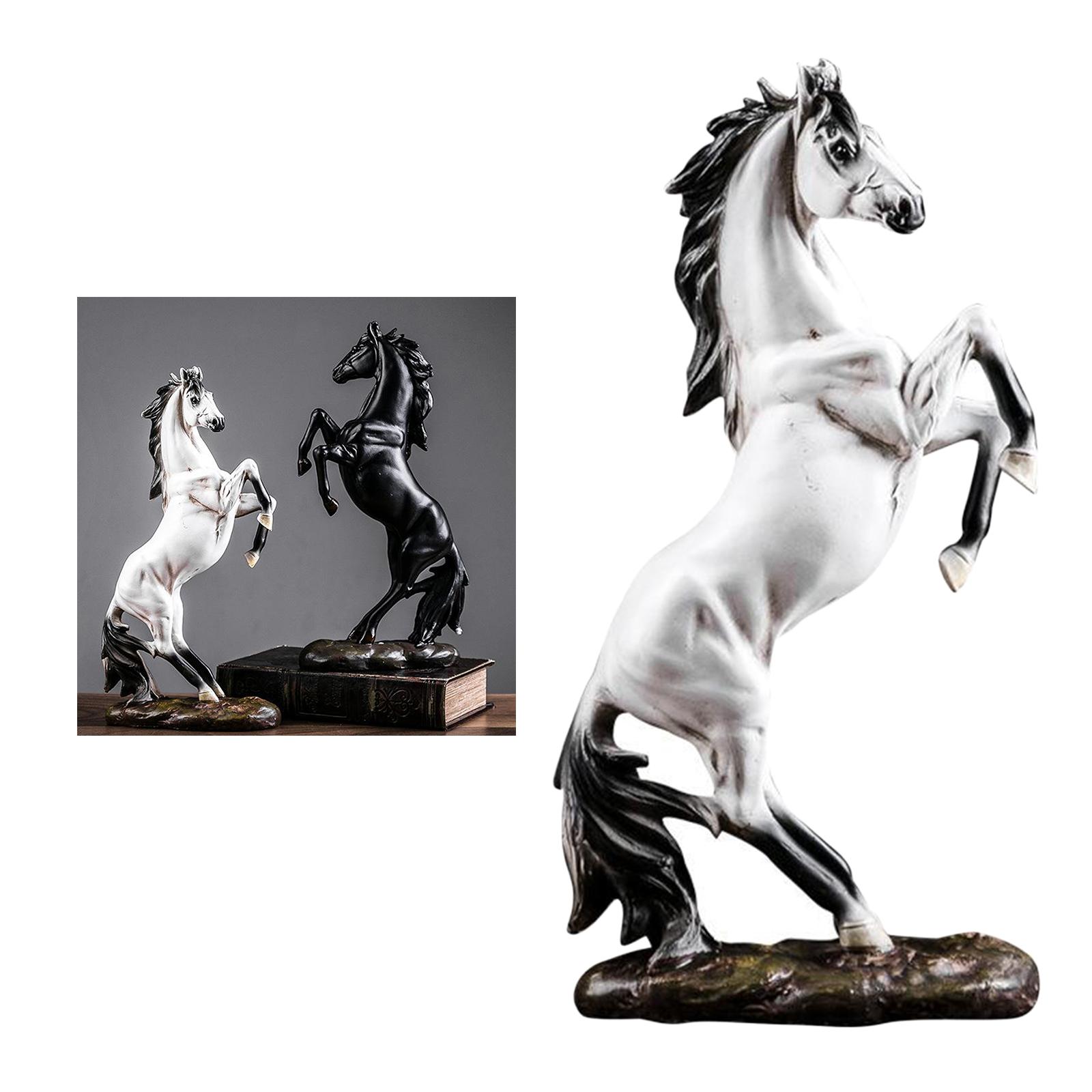 Horses Figurine Detailed Desktop Sculpture Bar Shelf Modern Ornaments Gift White