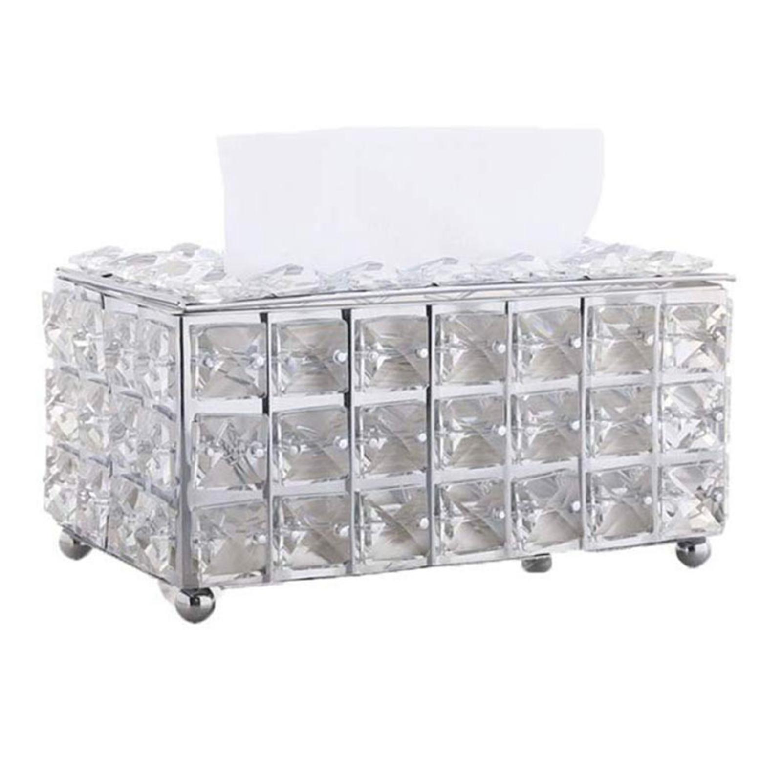 Tissue Box Rectangle Napkin Holder Cover Restauant Living Room Bedroom Car Silver