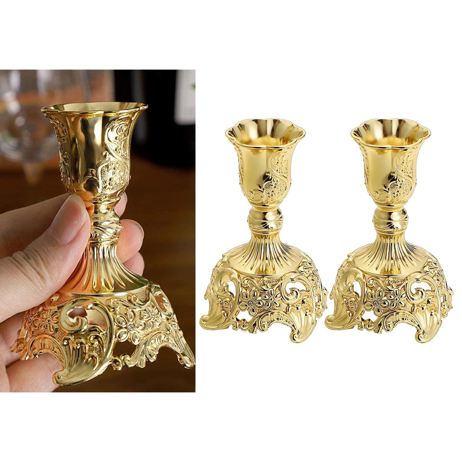 Metal Flowers Candlestick Holders Home Dinner Candle Holder Gold 3x3x4inch