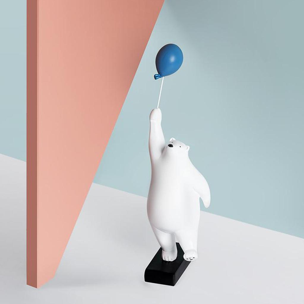 Resin Balloon Polar Bears Figurines Ornament Sculptures Gift Style 01