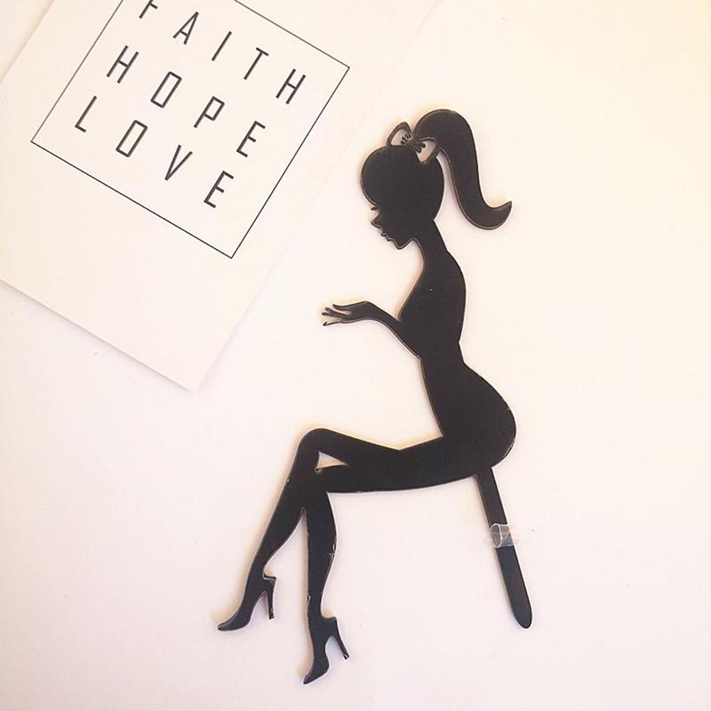 DIY High Heel Girl Lady Silhouette Wedding Birthday Cake Topper Black