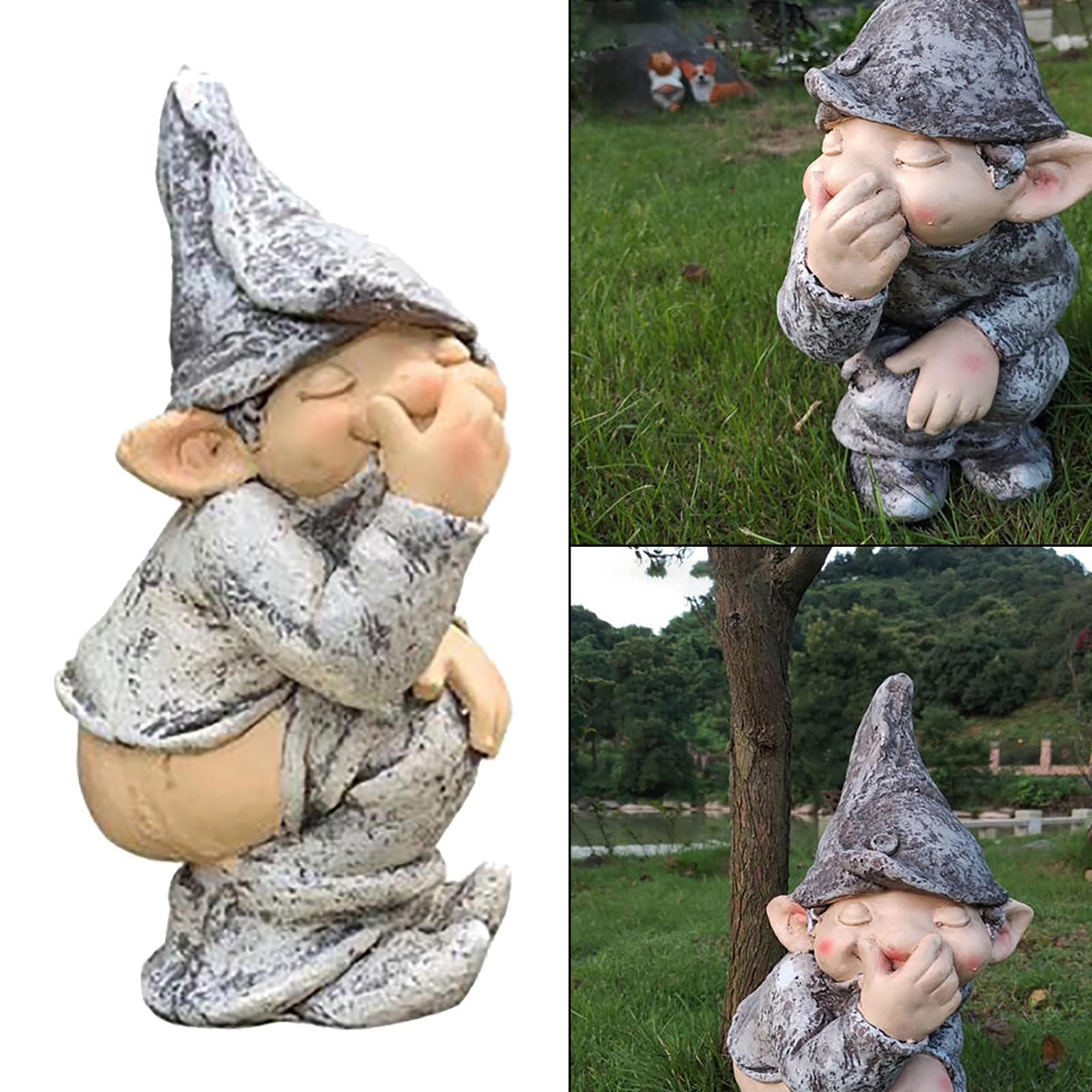 Resin Naughty Fairy Gnome Statue Figurine 5 Inch Yard Lawn Garden Ornament