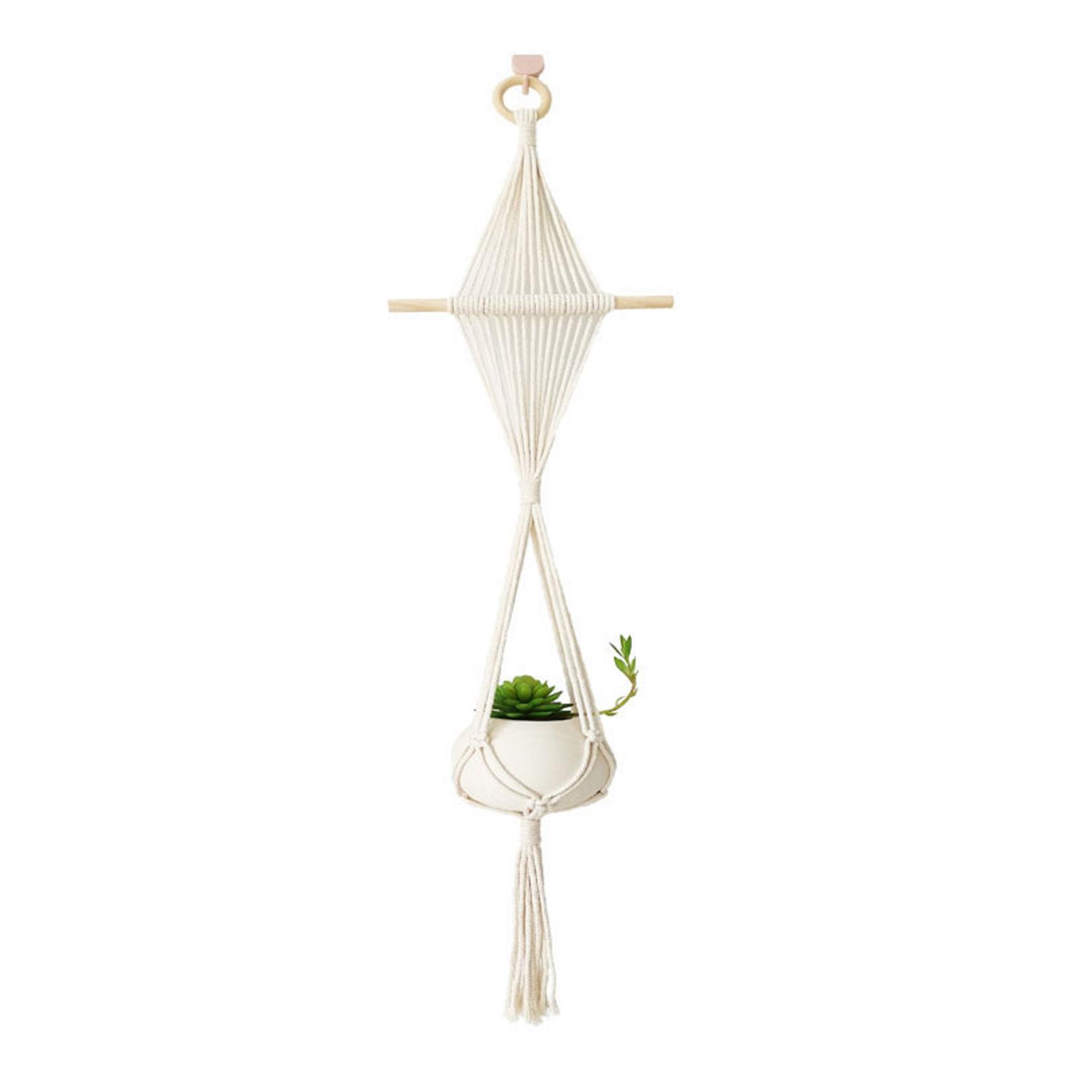 Weave Rope Plant Pot Hanger Ceiling Hanging Planters Flowerpot Holder Beige