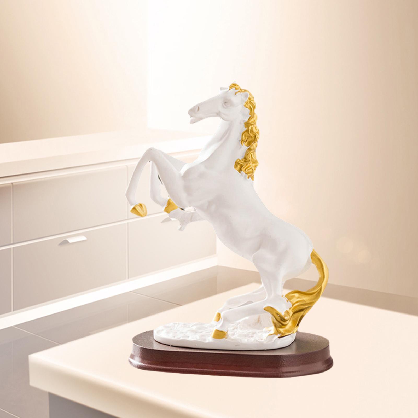 Horse Statue Resin Figurine Living Room Desktop Decor Accs Birthday Artwork Jumping White