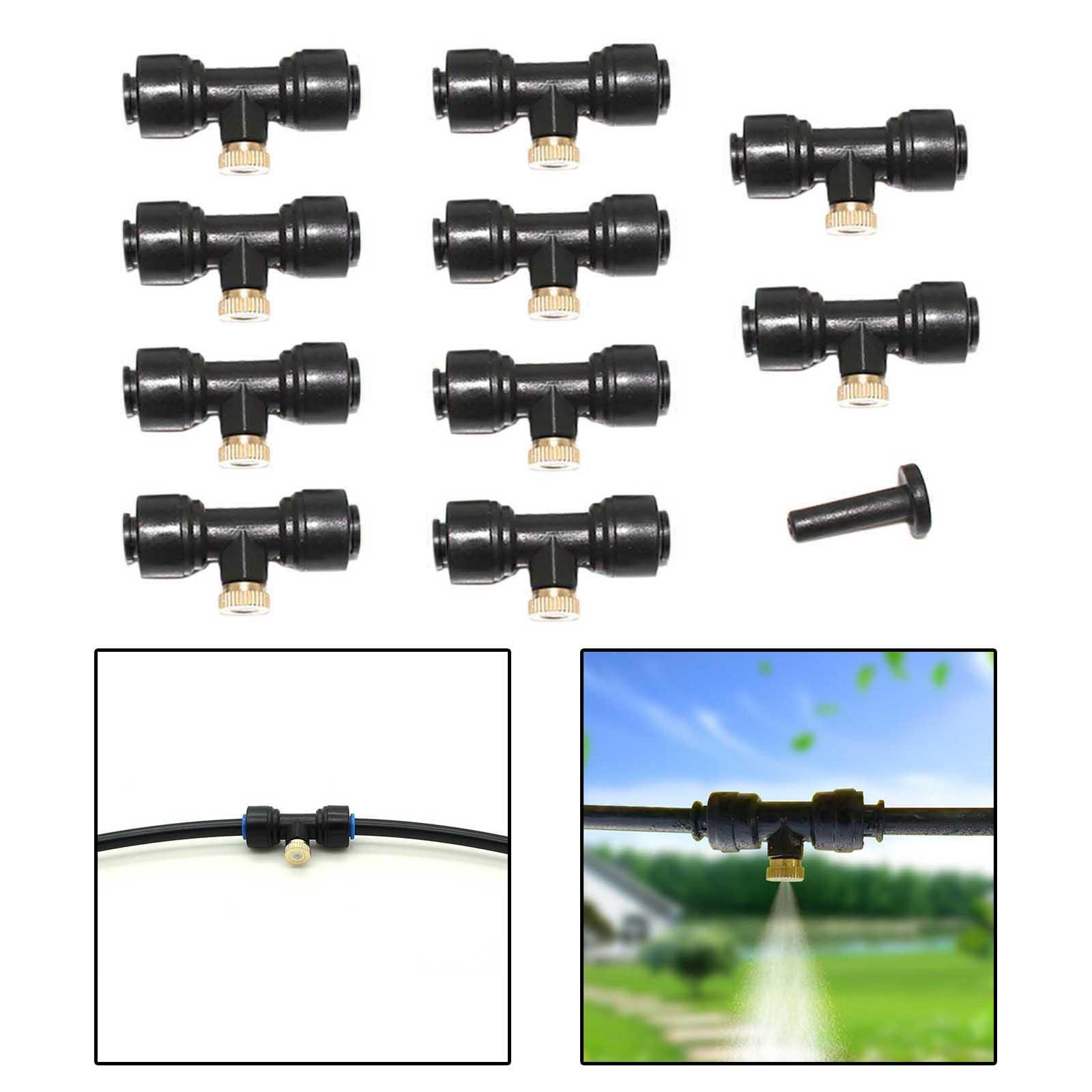 10set Misting Nozzles Outdoor Spray Cooling System Nozzles Kit Black