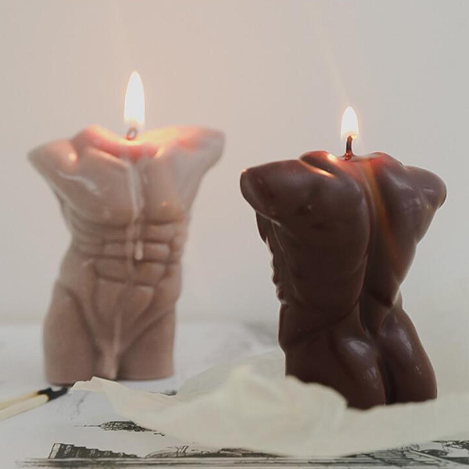 Male's Body Wax Scented Candle Human Body Curve Home Decor Light Brown
