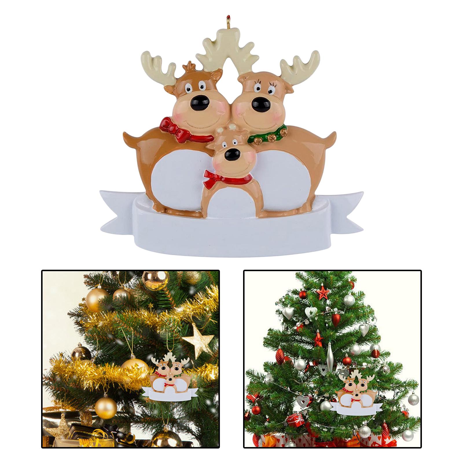 Personalized Reindeer Family Tree Hanging Resin Statue Christmas 3 Head