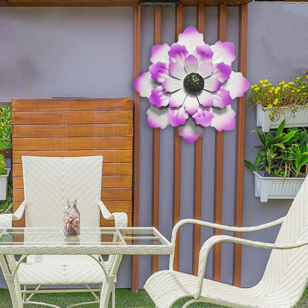 Vibrant Metal Flower Wall Sculpture Art Hanging Indoor Outdoor Home Decor Purple