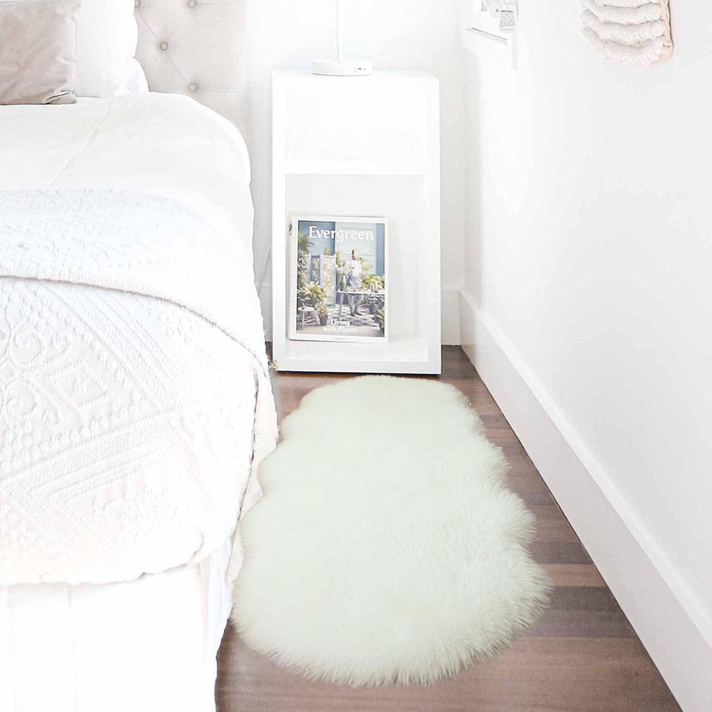 Area Rug Delicate Shaggy Fuzzy Carpet for Living Room 80x180cm White