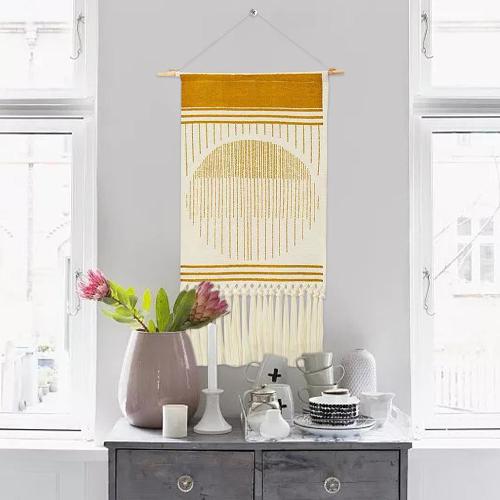 Tassel Tapestry Wall Hanging Apartment Home Decor Decoration Yellow Sun