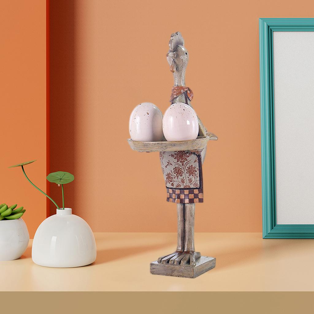 Handmade Chicken Statue Ornament Figurine Animal for Indoor 12x18x34cm