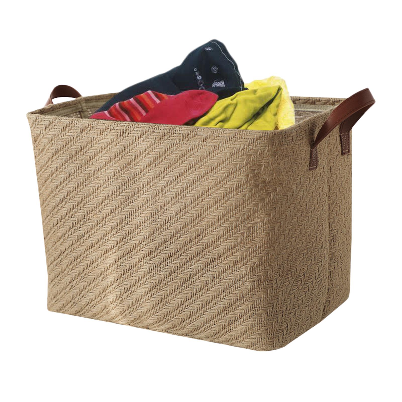 Foldable Storage Basket with Handles for Clothes Towels Laundry Storage Bin Rough Weave